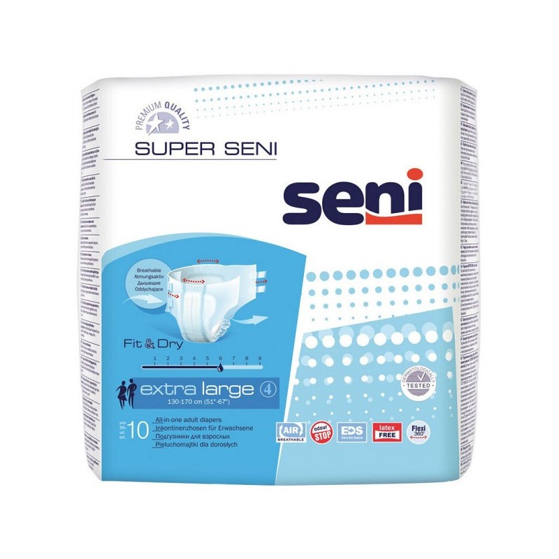 Scutece Super Seni Air, Extra Large, XL, Nr 4, 10 buc, 6 picaturi