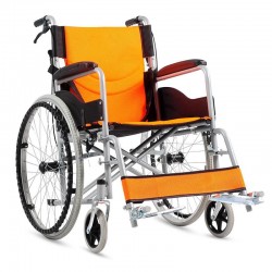 Scaun cu rotile din otel, sezut 46 cm, greutate redusa, portocaliu, CML202AJ